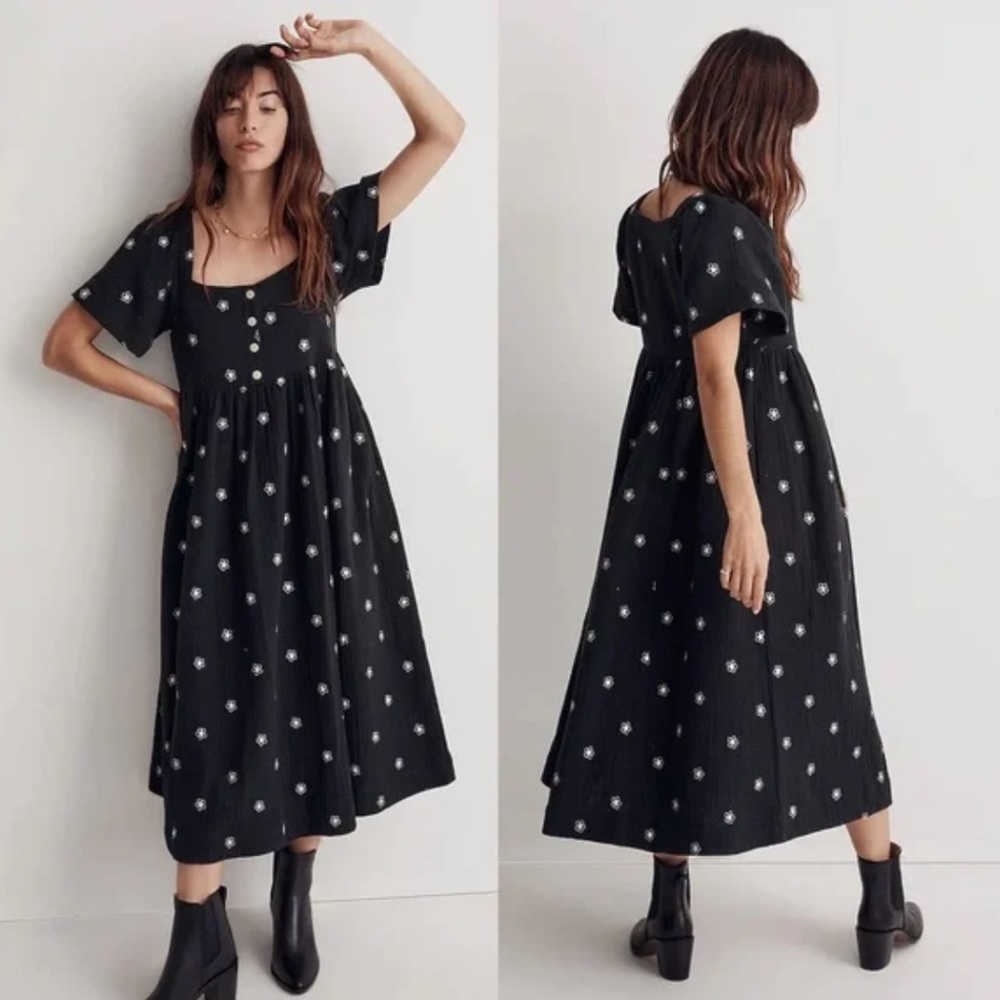 Madewell Daisy Embroidered Lightspun Midi Dress